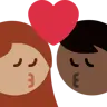 Kiss: Woman, Man, Medium Skin Tone, Dark Skin Tone Emoji 👩🏽‍❤️‍💋‍👨🏿 image - Twitter / X (Twemoji) style