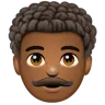 Man: Medium-Dark Skin Tone, Curly Hair Emoji 👨🏾‍🦱 image - WhatsApp style