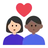 Couple With Heart: Woman, Man, Light Skin Tone, Medium-Dark Skin Tone Emoji 👩🏻‍❤️‍👨🏾 image - Tossface style