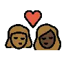 Kiss: Woman, Woman, Medium-Dark Skin Tone, Dark Skin Tone Emoji 👩🏾‍❤️‍💋‍👩🏿 image - OpenMoji style