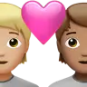 Couple With Heart: Person, Person, Medium-Light Skin Tone, Medium Skin Tone Emoji 🧑🏼‍❤️‍🧑🏽 image - Apple style