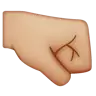 Right-Facing Fist: Medium-Light Skin Tone Emoji 🤜🏼 image - WhatsApp style