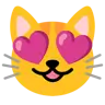 ใบหน้าของแมวยิ้มด้วยดวงตารูปหัวใจ Emoji 😻 image - Google Noto Color style