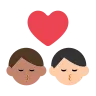 Kiss: Man, Man, Medium Skin Tone, Light Skin Tone Emoji 👨🏽‍❤️‍💋‍👨🏻 image - Tossface style