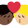 Kiss: Person, Person, Dark Skin Tone, Medium-Light Skin Tone Emoji 🧑🏿‍❤️‍💋‍🧑🏼 image - Twitter / X (Twemoji) style