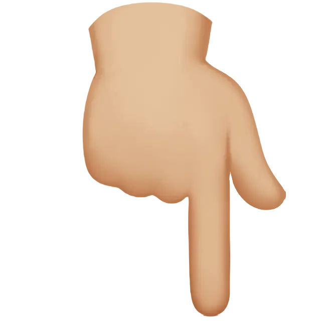 Backhand Index Pointing Down: Medium-Light Skin Tone