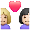 Couple With Heart: Woman, Woman, Light Skin Tone, Medium-Light Skin Tone Emoji 👩🏻‍❤️‍👩🏼 image - Samsung style