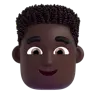 Man: Dark Skin Tone, Curly Hair Emoji 👨🏿‍🦱 image - Microsoft 3D Fluent style