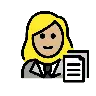 Woman Office Worker: Medium-Light Skin Tone Emoji 👩🏼‍💼 image - OpenMoji style
