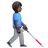 Man With White Cane Facing Right: Dark Skin Tone