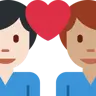 Couple With Heart: Man, Man, Light Skin Tone, Medium Skin Tone Emoji 👨🏻‍❤️‍👨🏽 image - Twitter / X (Twemoji) style