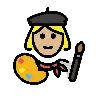 Woman Artist: Medium-Light Skin Tone Emoji 👩🏼‍🎨 image - OpenMoji style