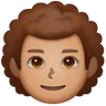 Man: Medium Skin Tone, Curly Hair Emoji 👨🏽‍🦱 image - Samsung style
