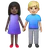 Woman And Man Holding Hands: Dark Skin Tone, Medium-Light Skin Tone