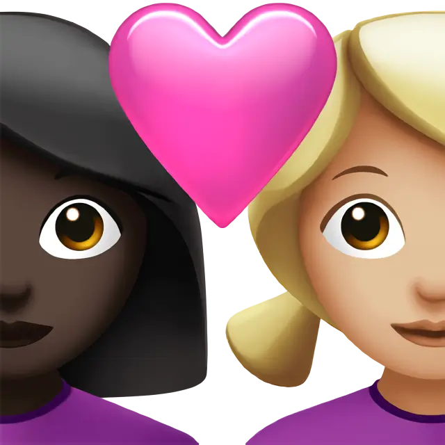 Couple With Heart: Woman, Woman, Dark Skin Tone, Medium-Light Skin Tone