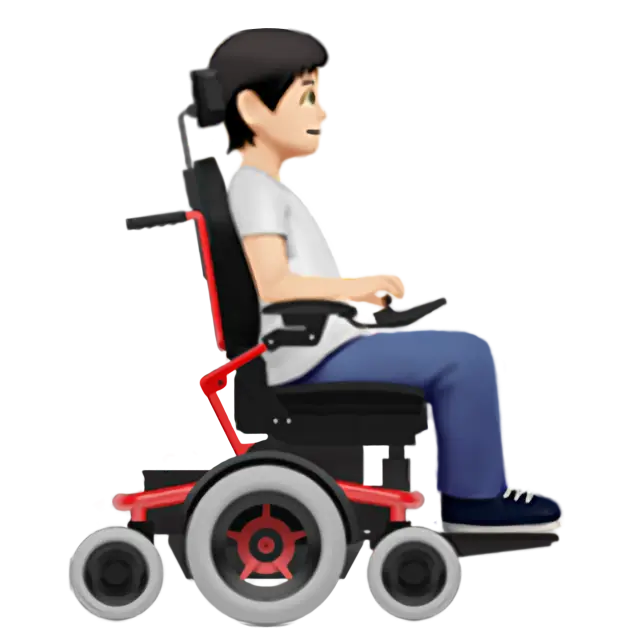 Person In Motorized Wheelchair Facing Right: Light Skin Tone