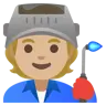 Factory Worker: Medium-Light Skin Tone Emoji 🧑🏼‍🏭 image - Google Noto Color style