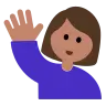 Woman Raising Hand: Medium Skin Tone Emoji 🙋🏽‍♀️ image - Tossface style