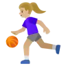 Woman Bouncing Ball: Medium-Light Skin Tone Emoji ⛹🏼‍♀️ image - Google Noto Color style