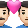 Couple With Heart: Man, Man, Light Skin Tone Emoji 👨🏻‍❤️‍👨🏻 image - Apple style