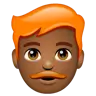 Man: Medium-Dark Skin Tone, Red Hair Emoji 👨🏾‍🦰 image - WhatsApp style