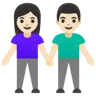 Woman And Man Holding Hands: Light Skin Tone Emoji 👫🏻 image - Google Noto Color style