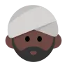 Man Wearing Turban: Dark Skin Tone Emoji 👳🏿‍♂️ image - Tossface style
