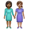 Women Holding Hands: Medium-Dark Skin Tone, Medium Skin Tone Emoji 👩🏾‍🤝‍👩🏽 image - WhatsApp style