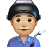 Man Factory Worker: Medium-Light Skin Tone Emoji 👨🏼‍🏭 image - Apple style