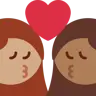 Kiss: Woman, Woman, Medium Skin Tone, Medium-Dark Skin Tone Emoji 👩🏽‍❤️‍💋‍👩🏾 image - Twitter / X (Twemoji) style