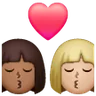 Kiss: Woman, Woman, Medium-Light Skin Tone, Medium-Dark Skin Tone Emoji 👩🏼‍❤️‍💋‍👩🏾 image - Samsung style