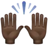 Raising Hands: Dark Skin Tone Emoji 🙌🏿 image - WhatsApp style