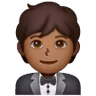 Person In Tuxedo: Medium-Dark Skin Tone Emoji 🤵🏾 image - Samsung style
