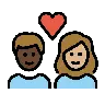 Couple With Heart: Person, Person, Dark Skin Tone, Medium-Light Skin Tone Emoji 🧑🏿‍❤️‍🧑🏼 image - OpenMoji style