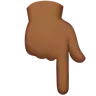 Backhand Index Pointing Down: Medium-Dark Skin Tone Emoji 👇🏾 image - Apple style