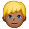 Man: Medium-Dark Skin Tone, Blond Hair Emoji 👱🏾‍♂️ image - Samsung style