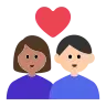 Couple With Heart: Woman, Man, Medium Skin Tone, Light Skin Tone Emoji 👩🏽‍❤️‍👨🏻 image - Tossface style