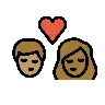 Kiss: Person, Person, Medium Skin Tone, Medium-Dark Skin Tone Emoji 🧑🏽‍❤️‍💋‍🧑🏾 image - OpenMoji style