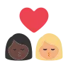 Kiss: Woman, Woman, Dark Skin Tone, Medium-Light Skin Tone Emoji 👩🏿‍❤️‍💋‍👩🏼 image - Tossface style