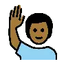 Man Raising Hand: Medium-Dark Skin Tone Emoji 🙋🏾‍♂️ image - OpenMoji style