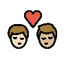 Kiss: Man, Man, Light Skin Tone, Medium-Light Skin Tone Emoji 👨🏻‍❤️‍💋‍👨🏼 image - OpenMoji style