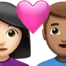 Couple With Heart: Woman, Man, Light Skin Tone, Medium Skin Tone Emoji 👩🏻‍❤️‍👨🏽 image - Apple style