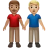 Men Holding Hands: Medium Skin Tone, Medium-Light Skin Tone Emoji 👨🏽‍🤝‍👨🏼 image - Apple style