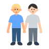 Men Holding Hands: Medium-Light Skin Tone, Light Skin Tone Emoji 👨🏼‍🤝‍👨🏻 image - Tossface style