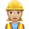 Woman Construction Worker: Medium-Light Skin Tone Emoji 👷🏼‍♀️ image - Apple style