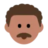Man: Medium Skin Tone, Curly Hair Emoji 👨🏽‍🦱 image - Tossface style