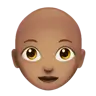 Woman: Medium Skin Tone, Bald Emoji 👩🏽‍🦲 image - Apple style