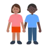 Woman And Man Holding Hands: Medium Skin Tone, Dark Skin Tone Emoji 👩🏽‍🤝‍👨🏿 image - Tossface style