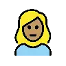 Woman: Medium Skin Tone, Blond Hair Emoji 👱🏽‍♀️ image - OpenMoji style