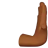 Rightwards Pushing Hand: Medium-Dark Skin Tone Emoji 🫸🏾 image - Apple style